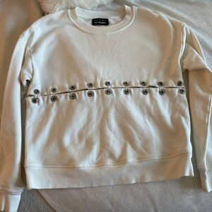 The Kooples Sport cream oversized Sweatshirt with embellishments